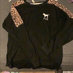 Long sleeve black and cheetah print shirt